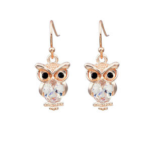 Gold Plated Cubic Zirconia Owl Earrings 461-B